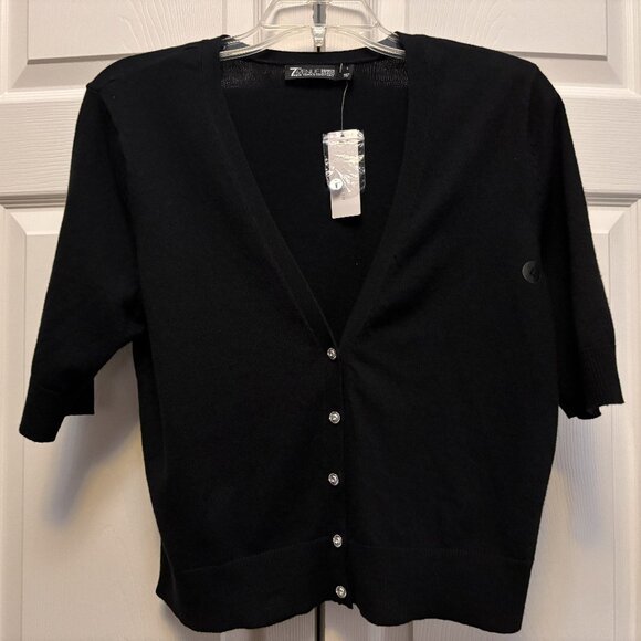 7th Heaven NY Sweaters - 7th Avenue New York & Company Black Cardigan Sweater Rhinestone Buttons Size L